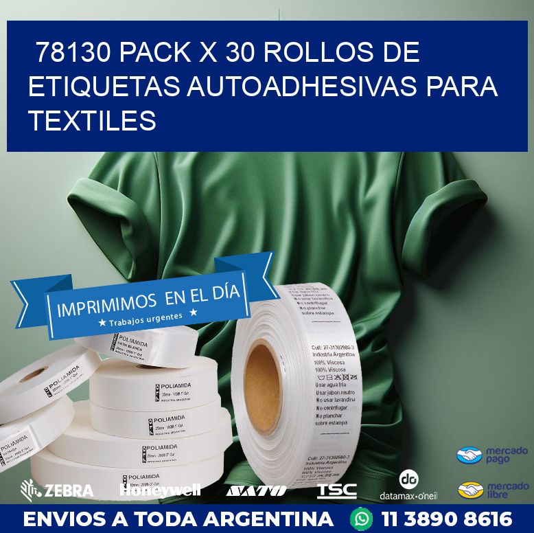 78130 PACK X 30 ROLLOS DE ETIQUETAS AUTOADHESIVAS PARA TEXTILES