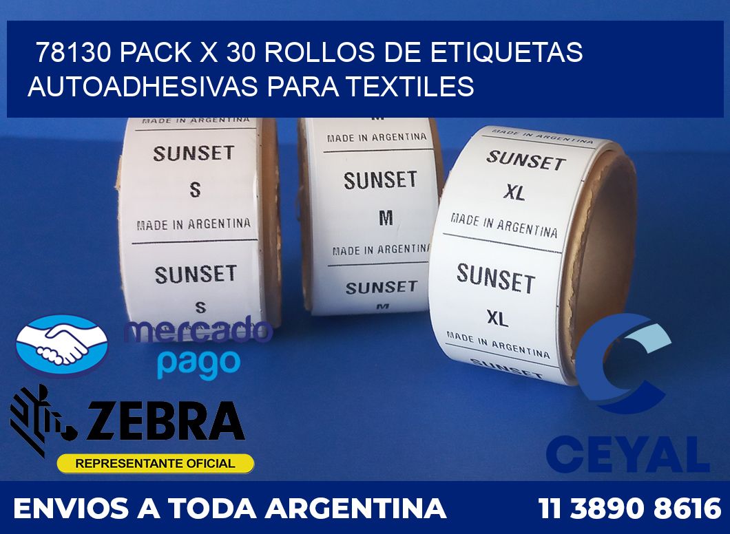 78130 PACK X 30 ROLLOS DE ETIQUETAS AUTOADHESIVAS PARA TEXTILES