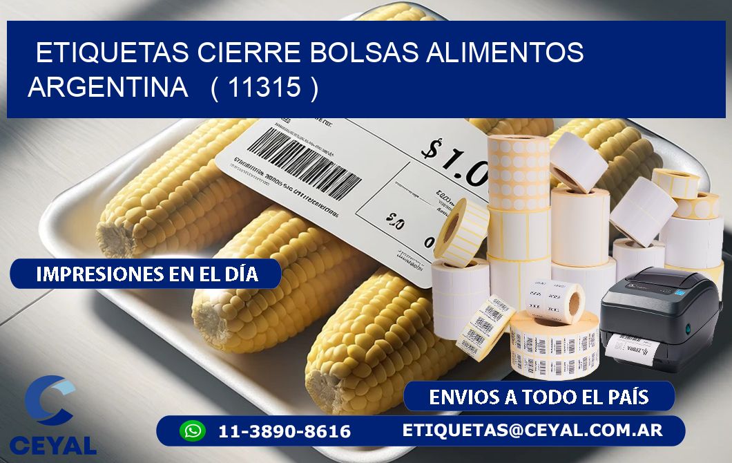 ETIQUETAS CIERRE BOLSAS ALIMENTOS ARGENTINA   ( 11315 )