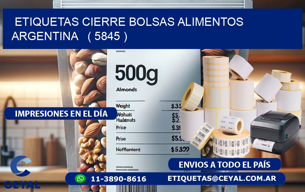 ETIQUETAS CIERRE BOLSAS ALIMENTOS ARGENTINA   ( 5845 )