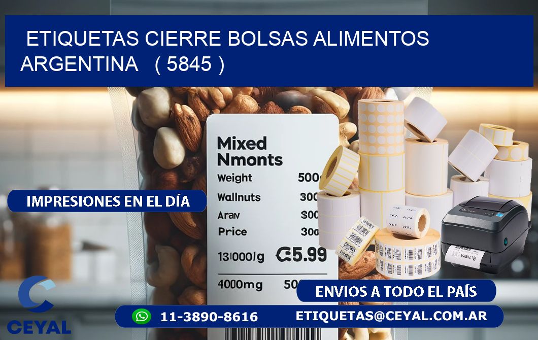 ETIQUETAS CIERRE BOLSAS ALIMENTOS ARGENTINA   ( 5845 )