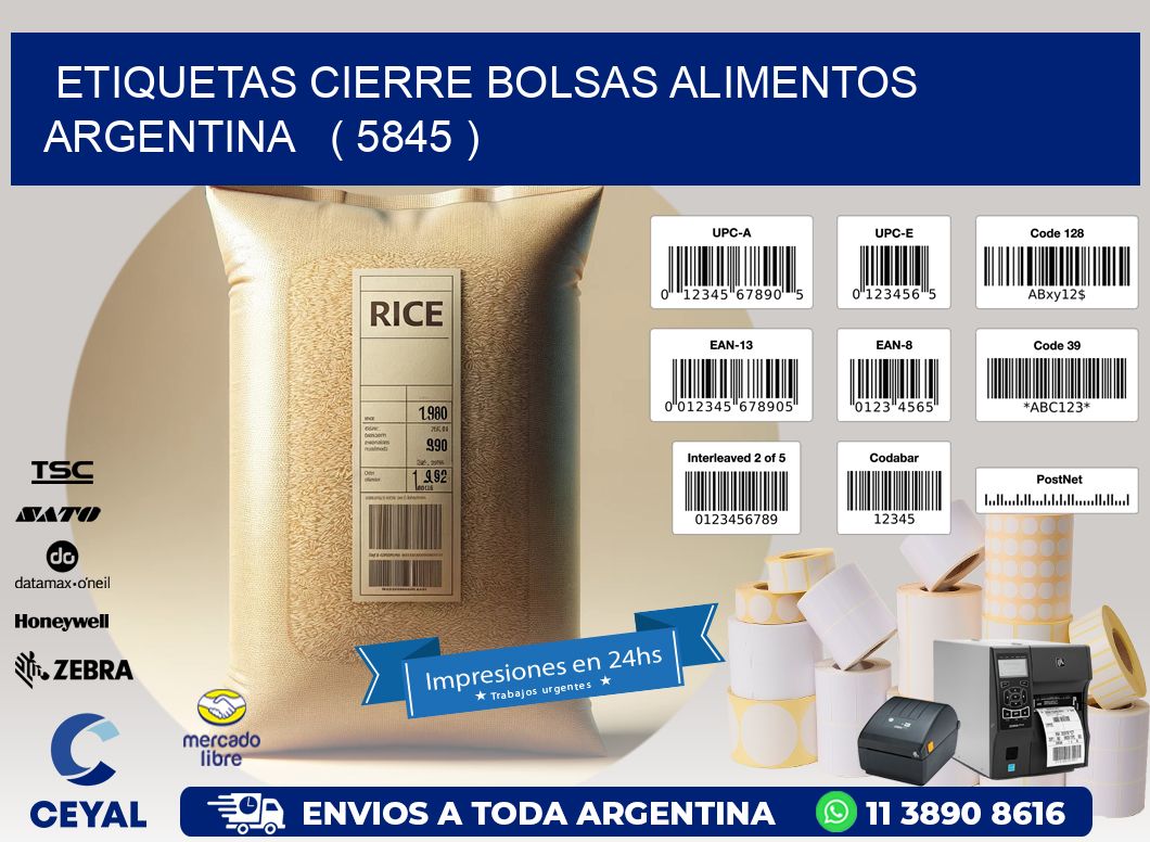 ETIQUETAS CIERRE BOLSAS ALIMENTOS ARGENTINA   ( 5845 )