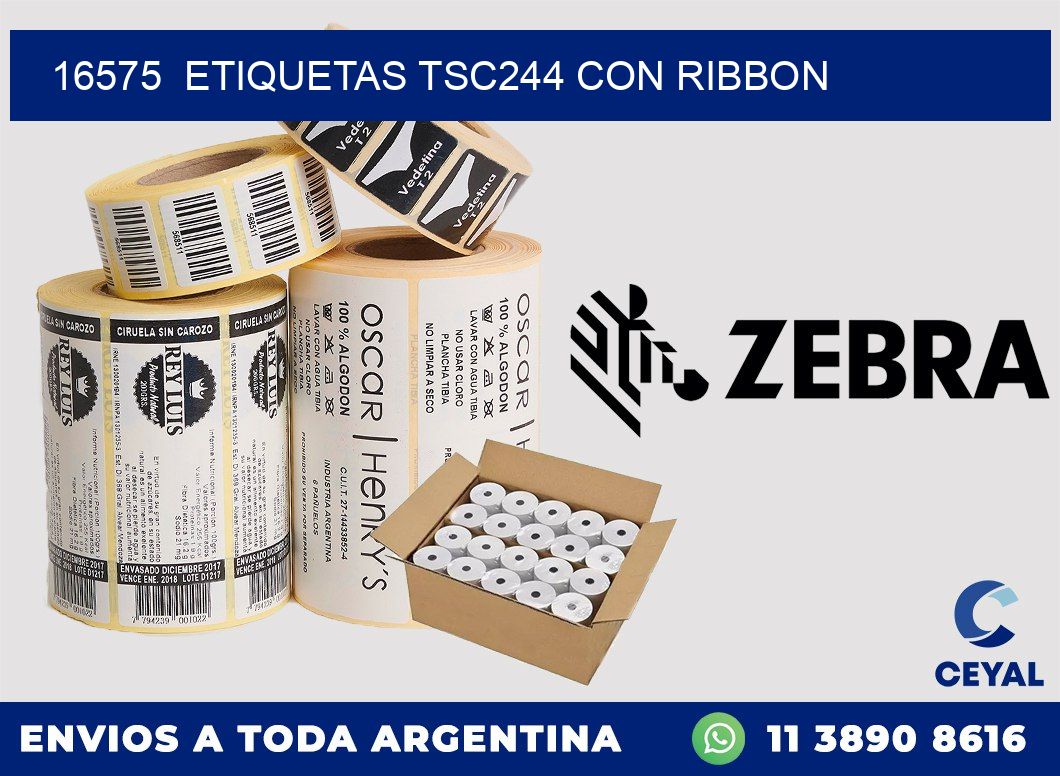 16575  ETIQUETAS TSC244 CON RIBBON