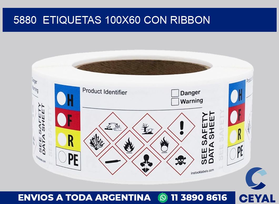 5880  ETIQUETAS 100X60 CON RIBBON