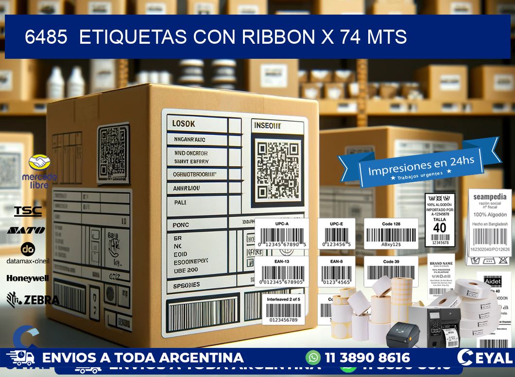 6485  ETIQUETAS CON RIBBON X 74 MTS