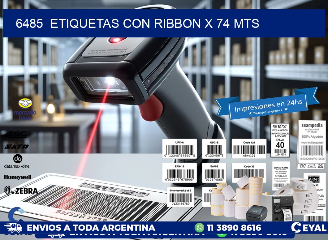 6485  ETIQUETAS CON RIBBON X 74 MTS