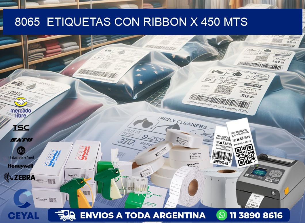 8065  ETIQUETAS CON RIBBON X 450 MTS