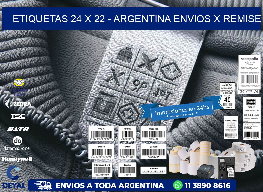 ETIQUETAS 24 x 22 - ARGENTINA ENVIOS X REMISE