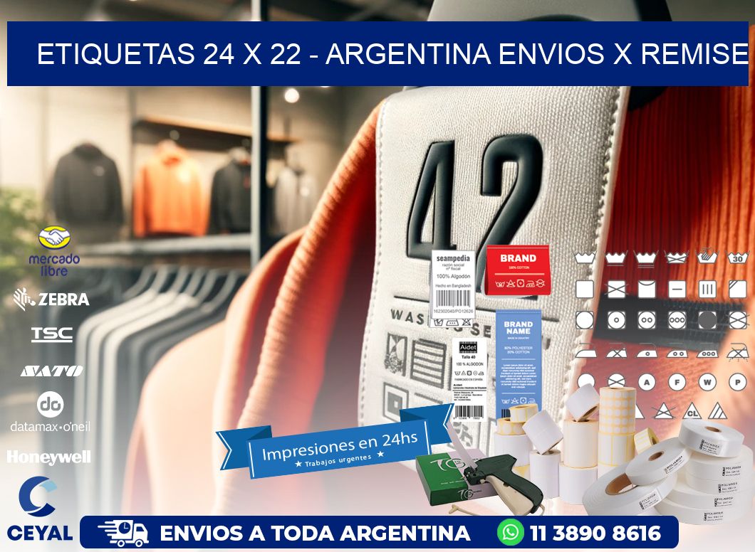 ETIQUETAS 24 x 22 - ARGENTINA ENVIOS X REMISE