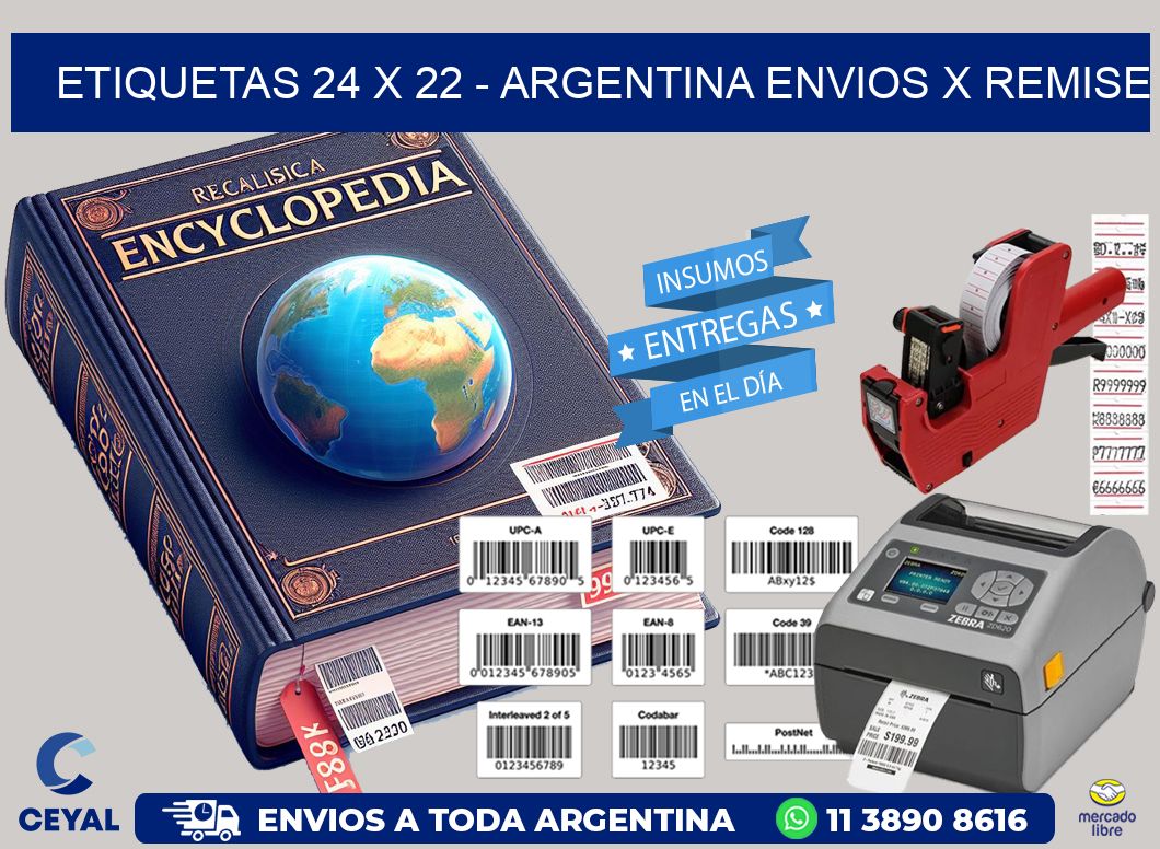 ETIQUETAS 24 x 22 - ARGENTINA ENVIOS X REMISE