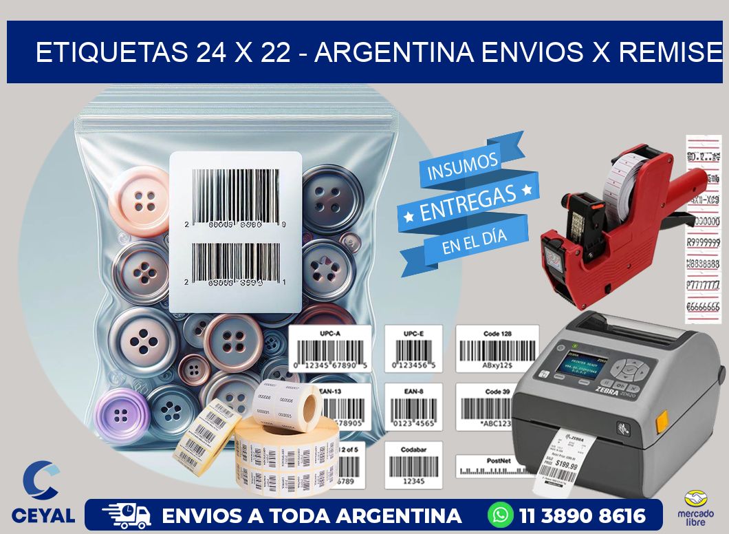 ETIQUETAS 24 x 22 - ARGENTINA ENVIOS X REMISE