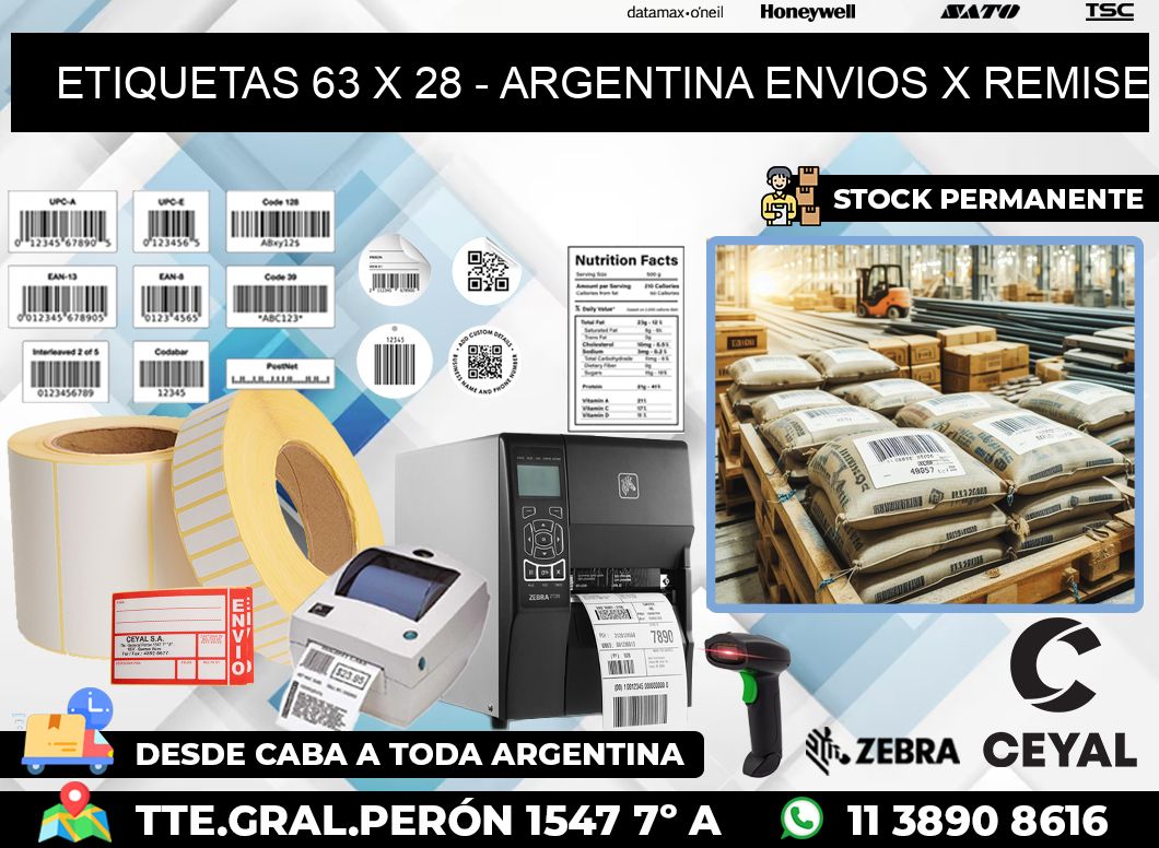 ETIQUETAS 63 x 28 – ARGENTINA ENVIOS X REMISE