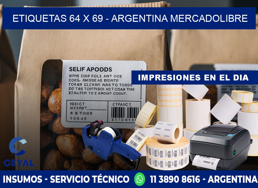 ETIQUETAS 64 x 69 - ARGENTINA MERCADOLIBRE