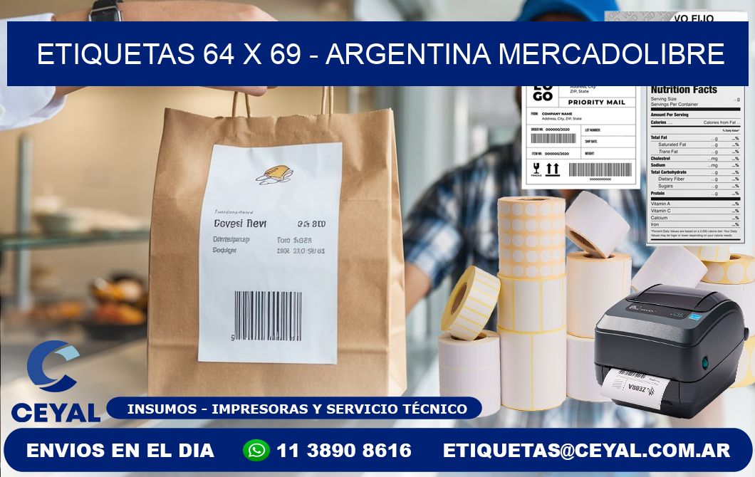 ETIQUETAS 64 x 69 - ARGENTINA MERCADOLIBRE