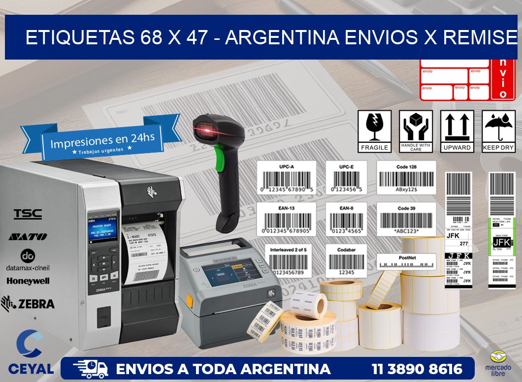 ETIQUETAS 68 x 47 – ARGENTINA ENVIOS X REMISE