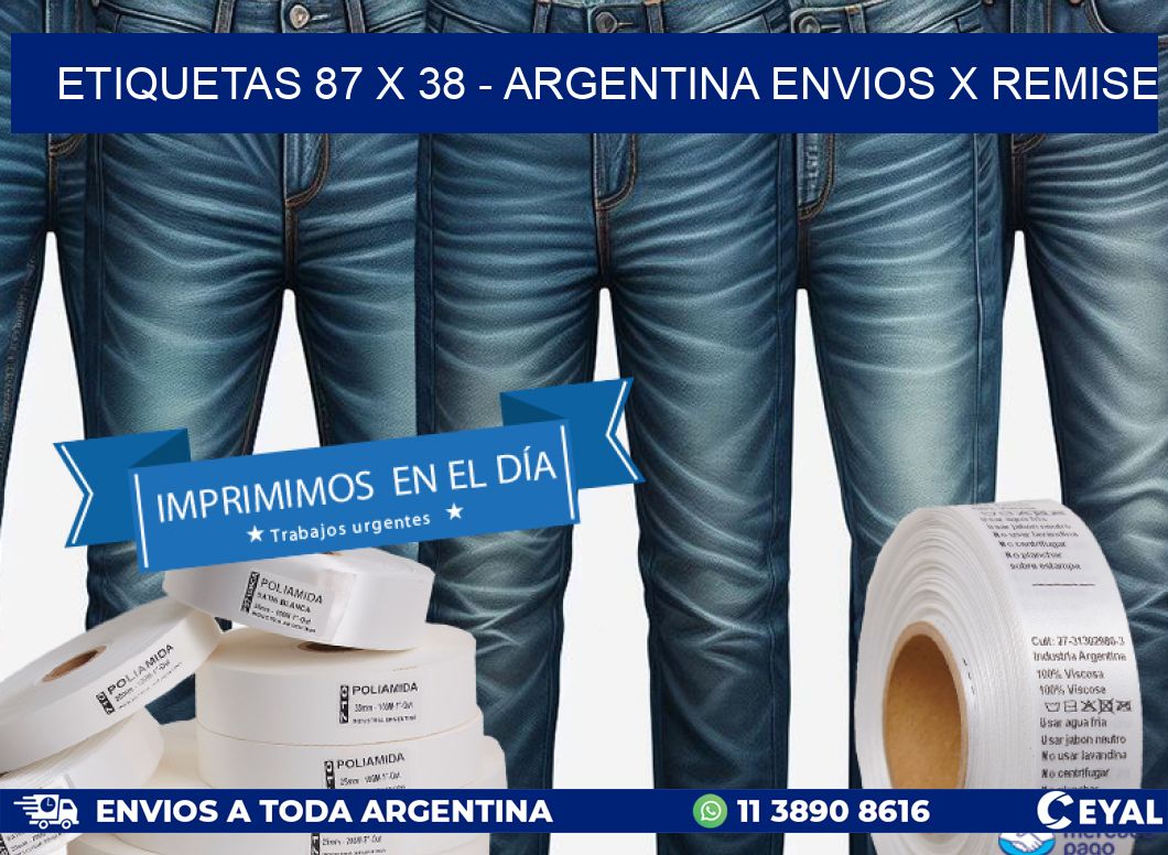 ETIQUETAS 87 x 38 - ARGENTINA ENVIOS X REMISE