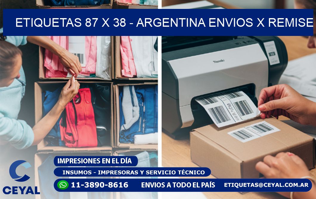 ETIQUETAS 87 x 38 - ARGENTINA ENVIOS X REMISE