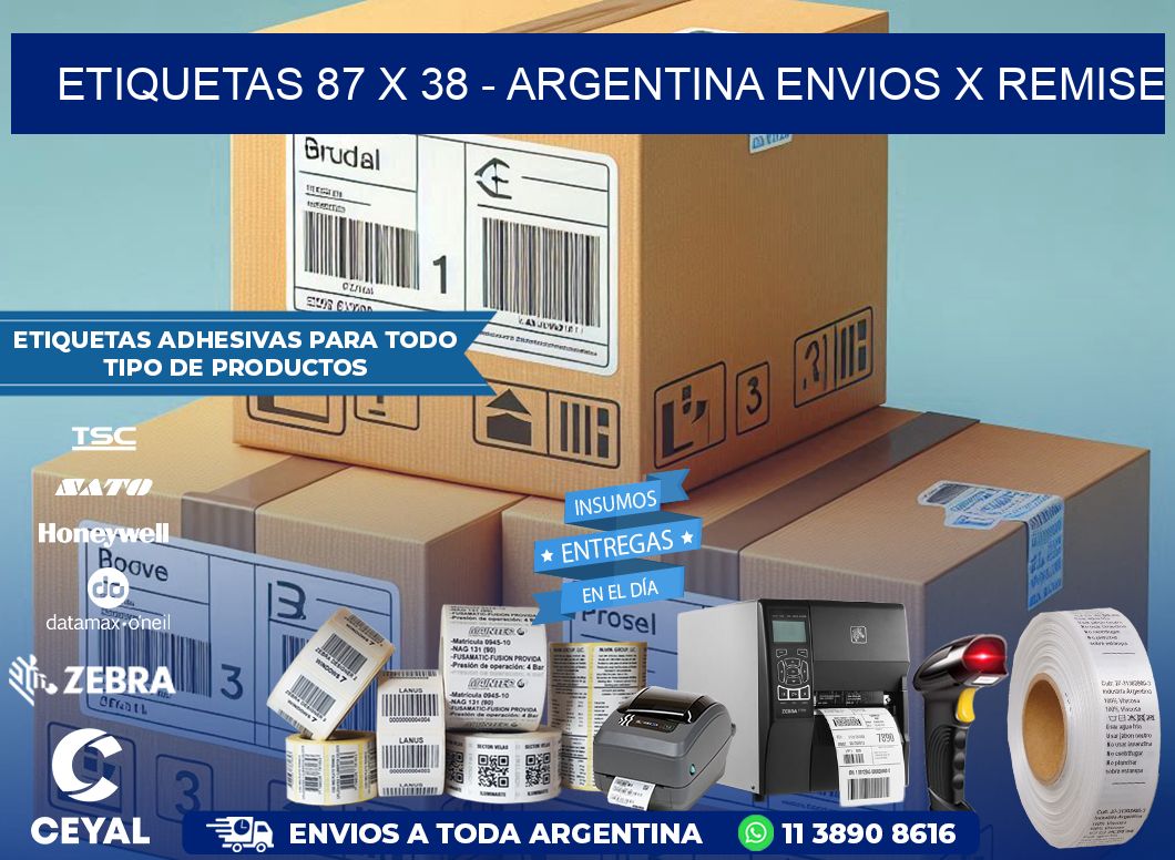 ETIQUETAS 87 x 38 - ARGENTINA ENVIOS X REMISE