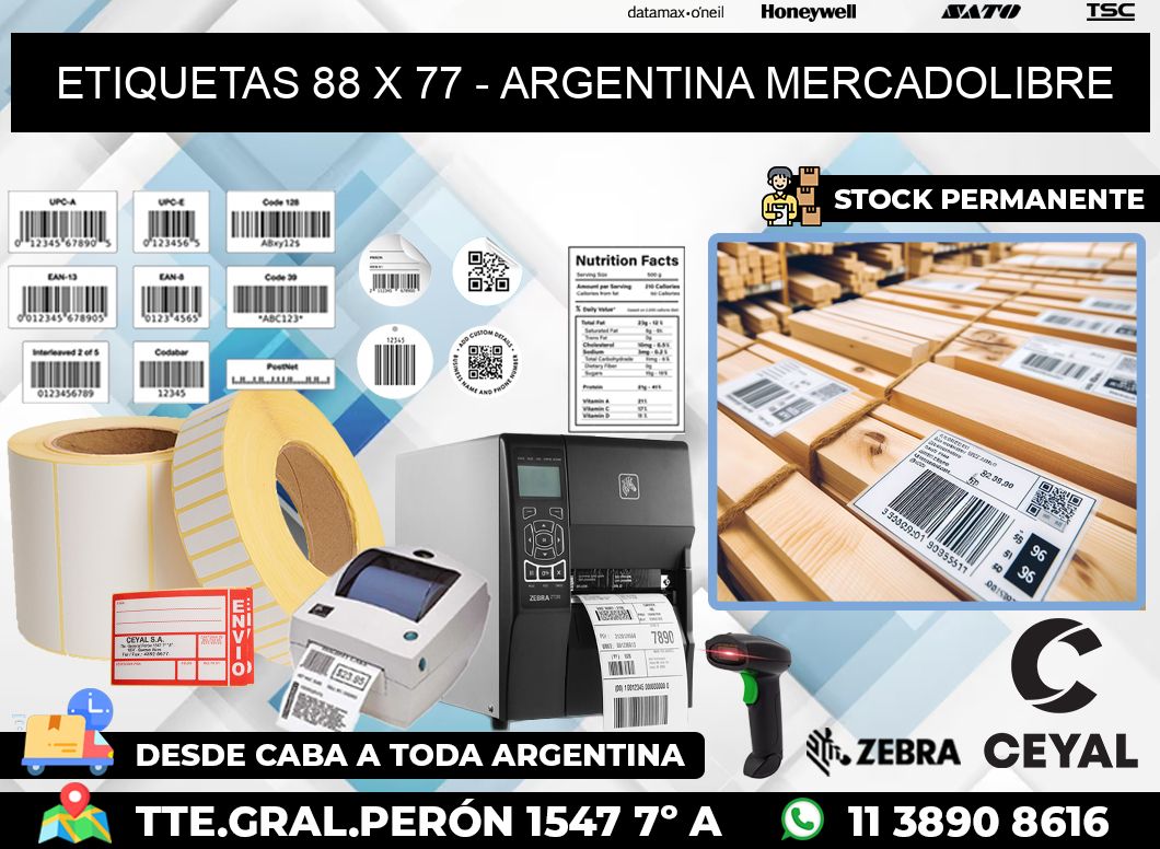 ETIQUETAS 88 x 77 – ARGENTINA MERCADOLIBRE