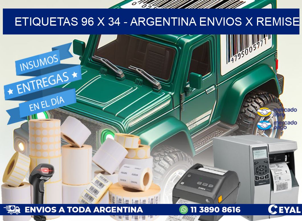 ETIQUETAS 96 x 34 - ARGENTINA ENVIOS X REMISE