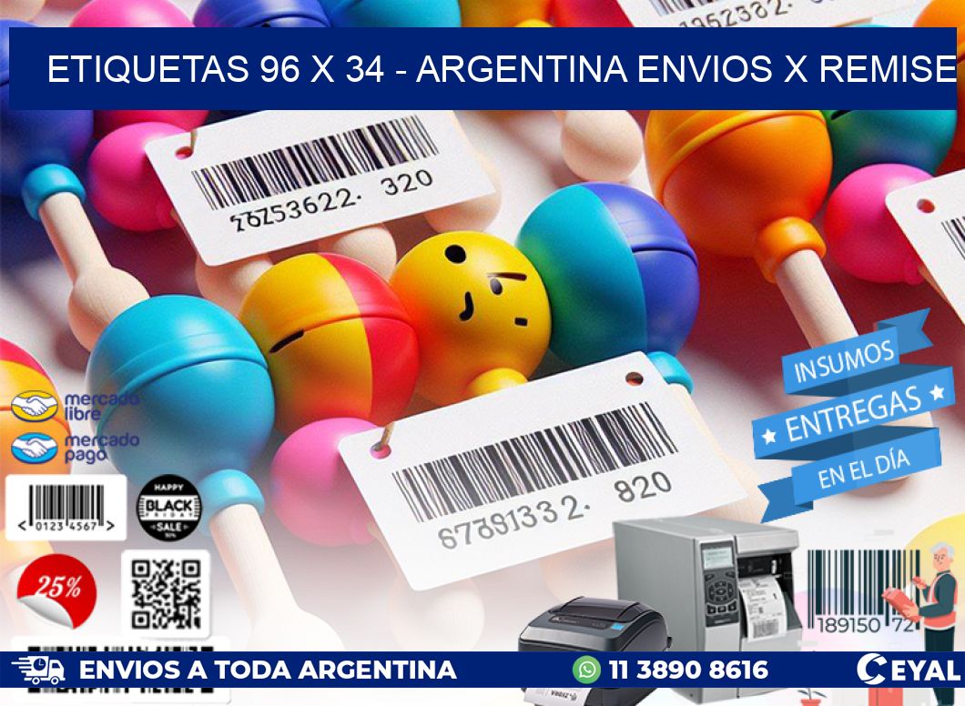 ETIQUETAS 96 x 34 - ARGENTINA ENVIOS X REMISE