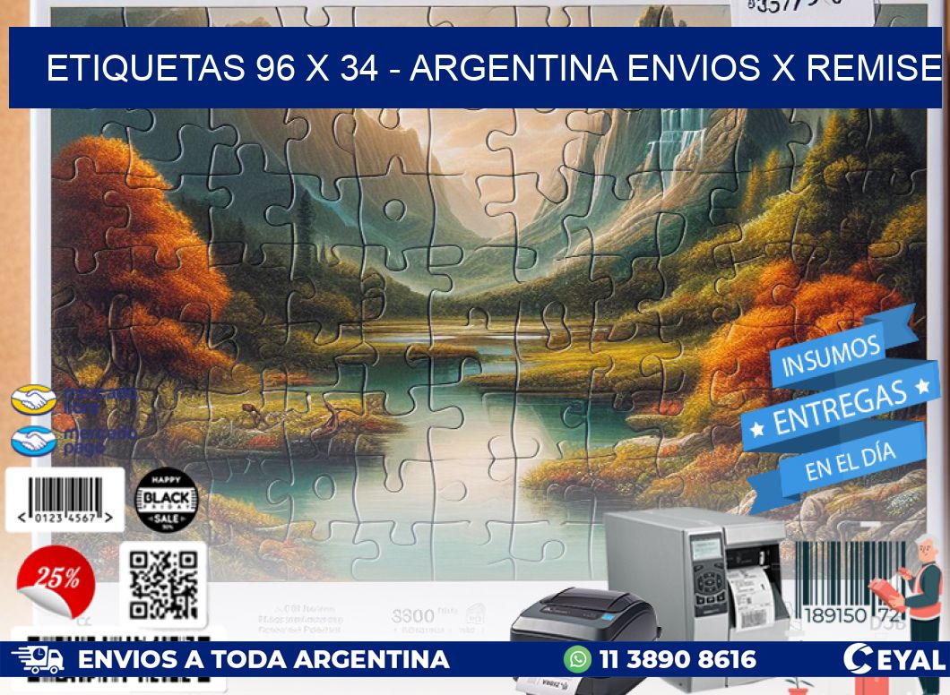 ETIQUETAS 96 x 34 - ARGENTINA ENVIOS X REMISE