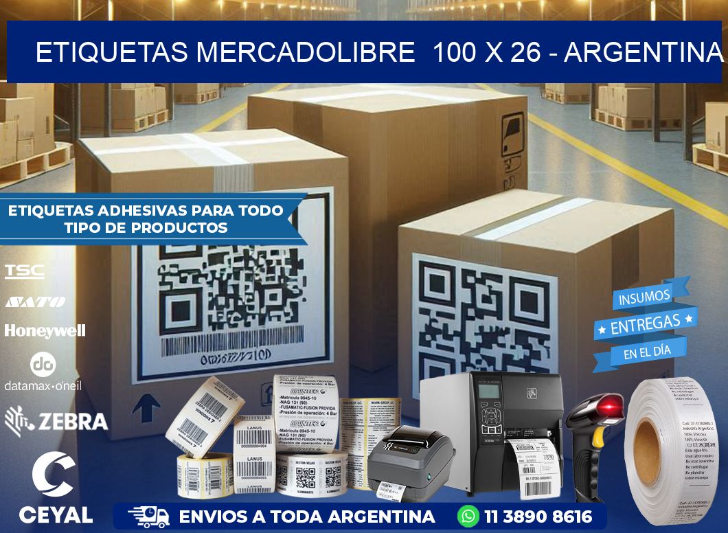 ETIQUETAS MERCADOLIBRE  100 x 26 - ARGENTINA