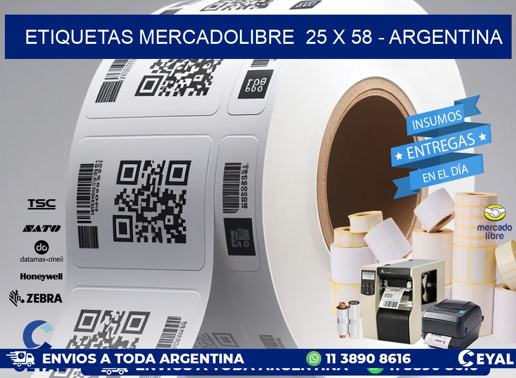 ETIQUETAS MERCADOLIBRE  25 x 58 - ARGENTINA