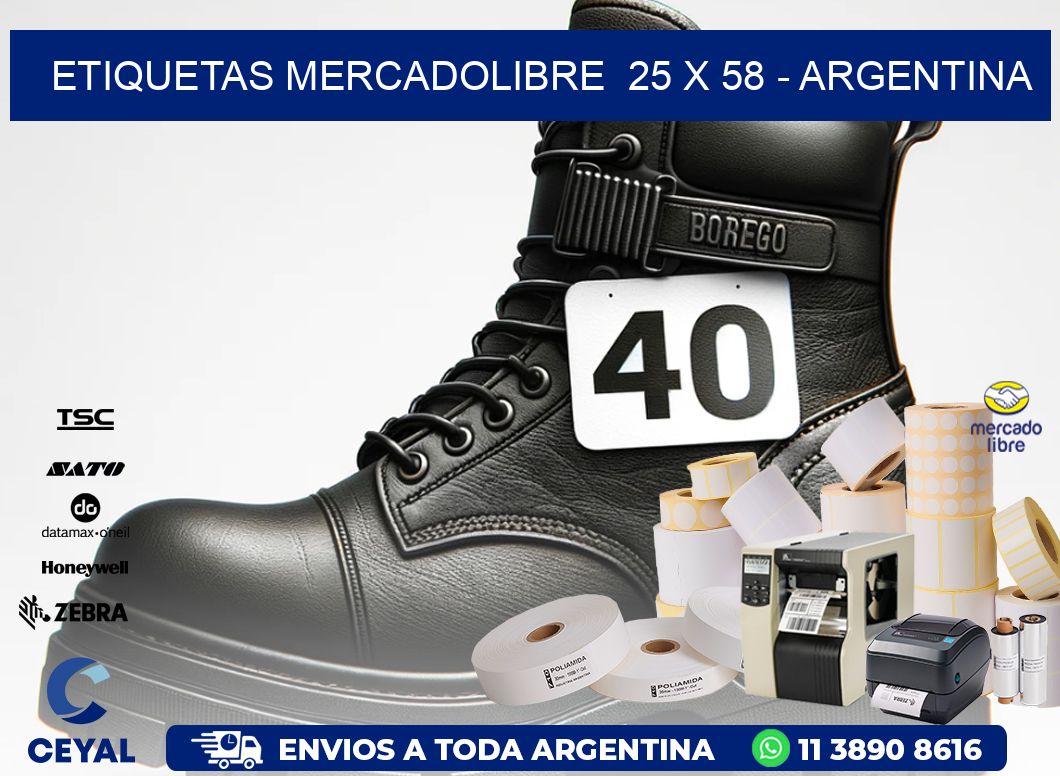 ETIQUETAS MERCADOLIBRE  25 x 58 - ARGENTINA