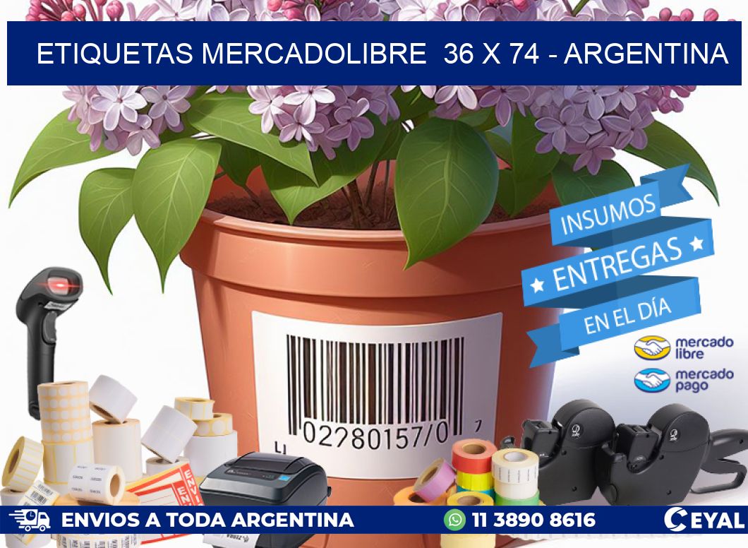 ETIQUETAS MERCADOLIBRE  36 x 74 - ARGENTINA