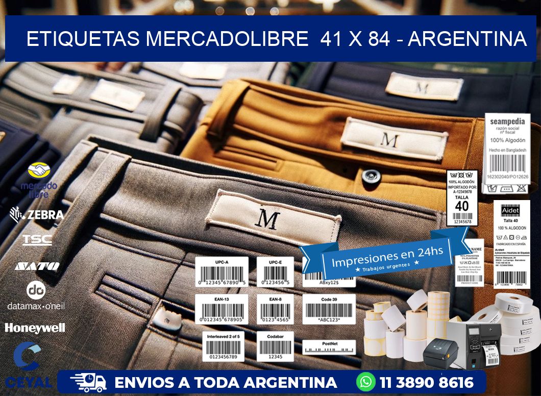 ETIQUETAS MERCADOLIBRE  41 x 84 - ARGENTINA