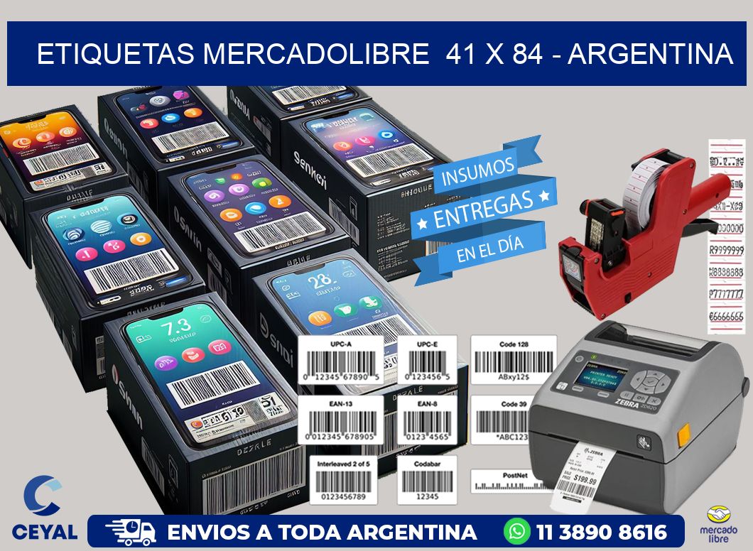 ETIQUETAS MERCADOLIBRE  41 x 84 - ARGENTINA