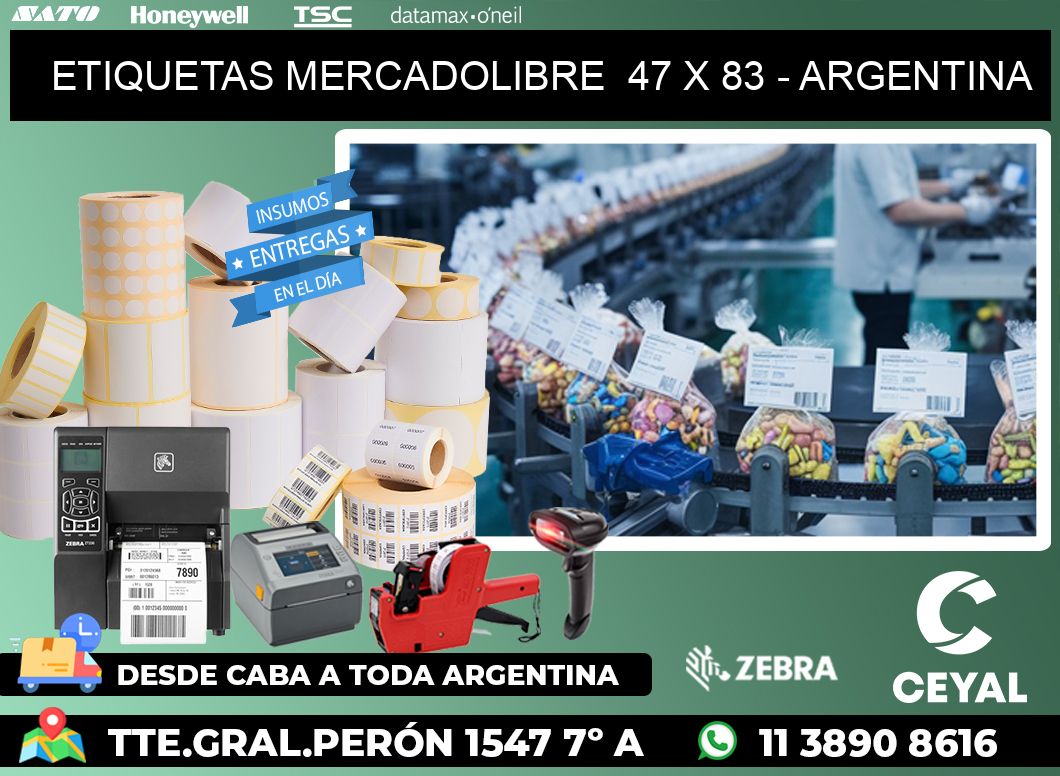 ETIQUETAS MERCADOLIBRE  47 x 83 - ARGENTINA