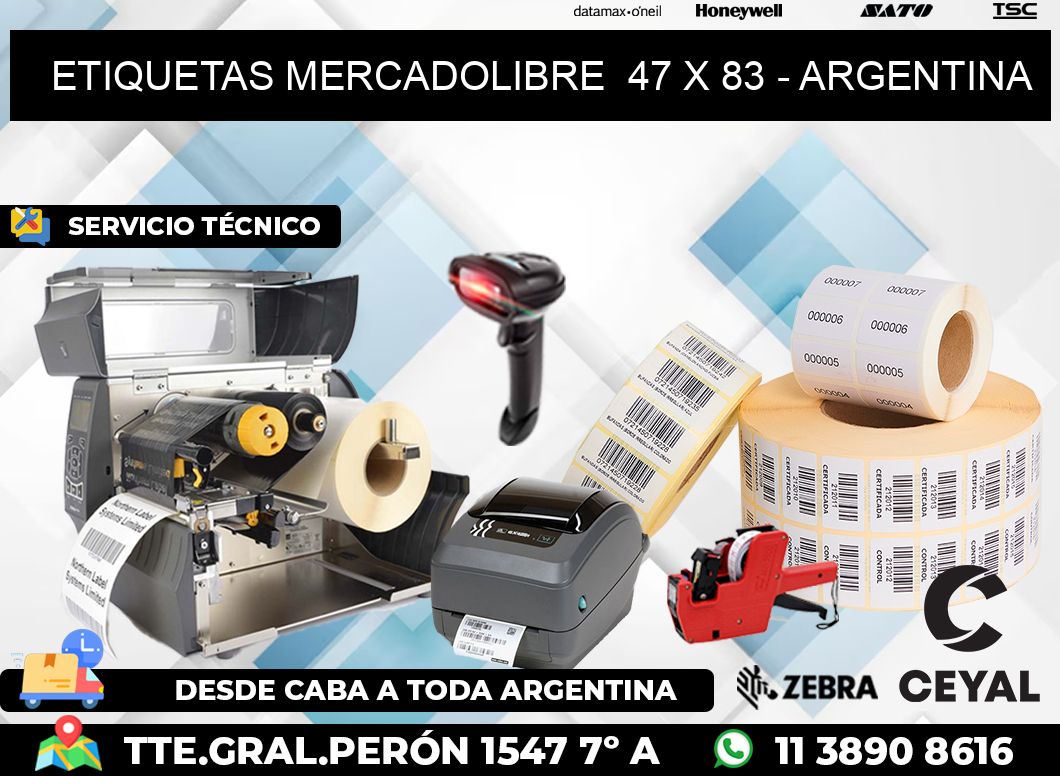 ETIQUETAS MERCADOLIBRE  47 x 83 - ARGENTINA