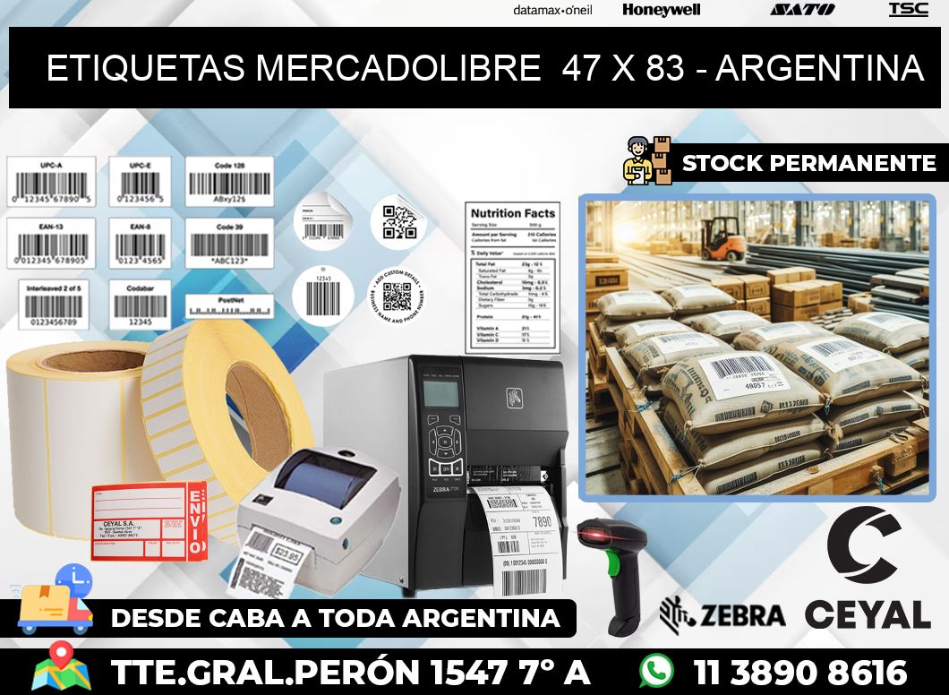 ETIQUETAS MERCADOLIBRE  47 x 83 – ARGENTINA