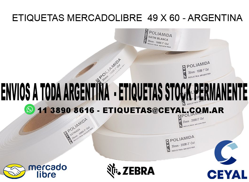 ETIQUETAS MERCADOLIBRE  49 x 60 - ARGENTINA