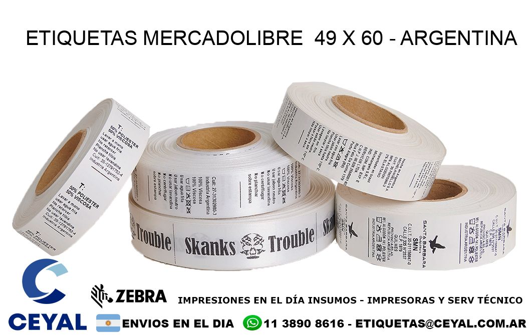 ETIQUETAS MERCADOLIBRE  49 x 60 - ARGENTINA