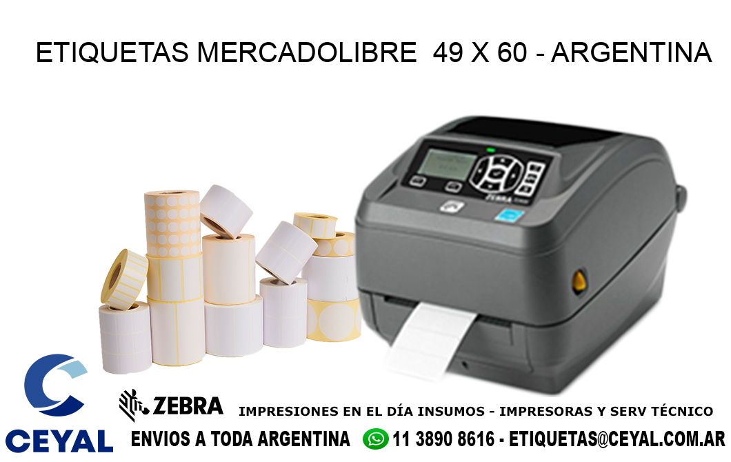 ETIQUETAS MERCADOLIBRE  49 x 60 - ARGENTINA