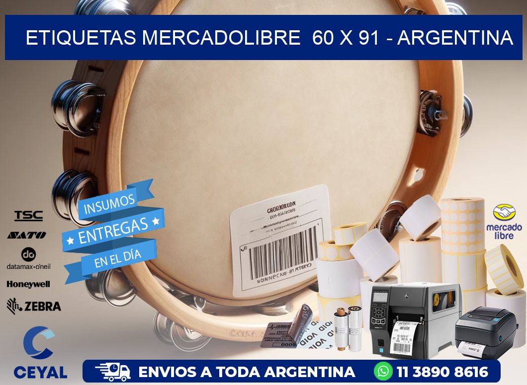 ETIQUETAS MERCADOLIBRE  60 x 91 - ARGENTINA