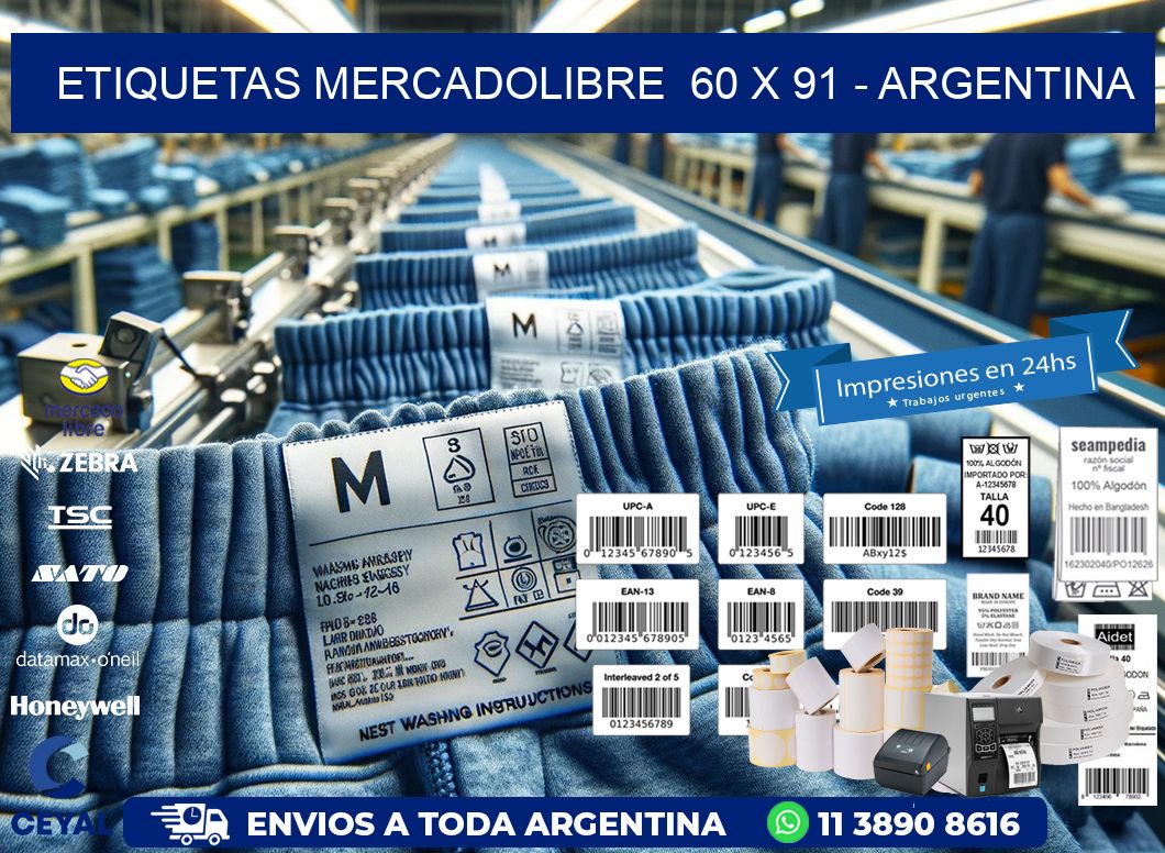 ETIQUETAS MERCADOLIBRE  60 x 91 - ARGENTINA