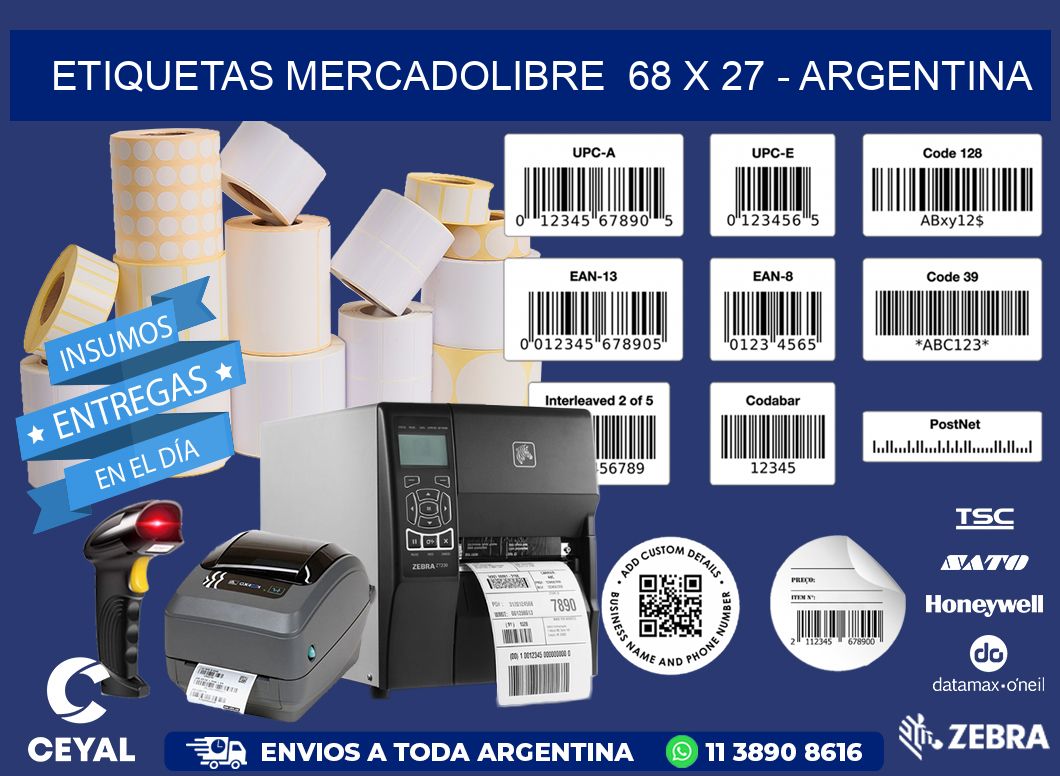 ETIQUETAS MERCADOLIBRE  68 x 27 - ARGENTINA