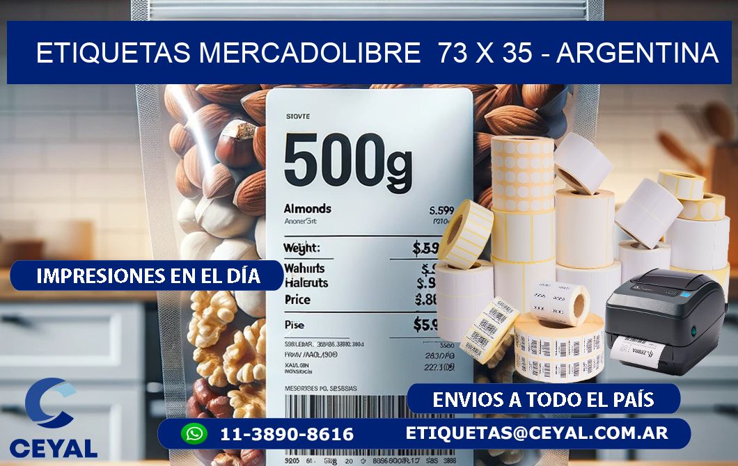 ETIQUETAS MERCADOLIBRE  73 x 35 - ARGENTINA