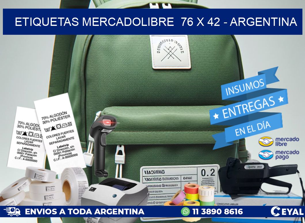 ETIQUETAS MERCADOLIBRE  76 x 42 – ARGENTINA