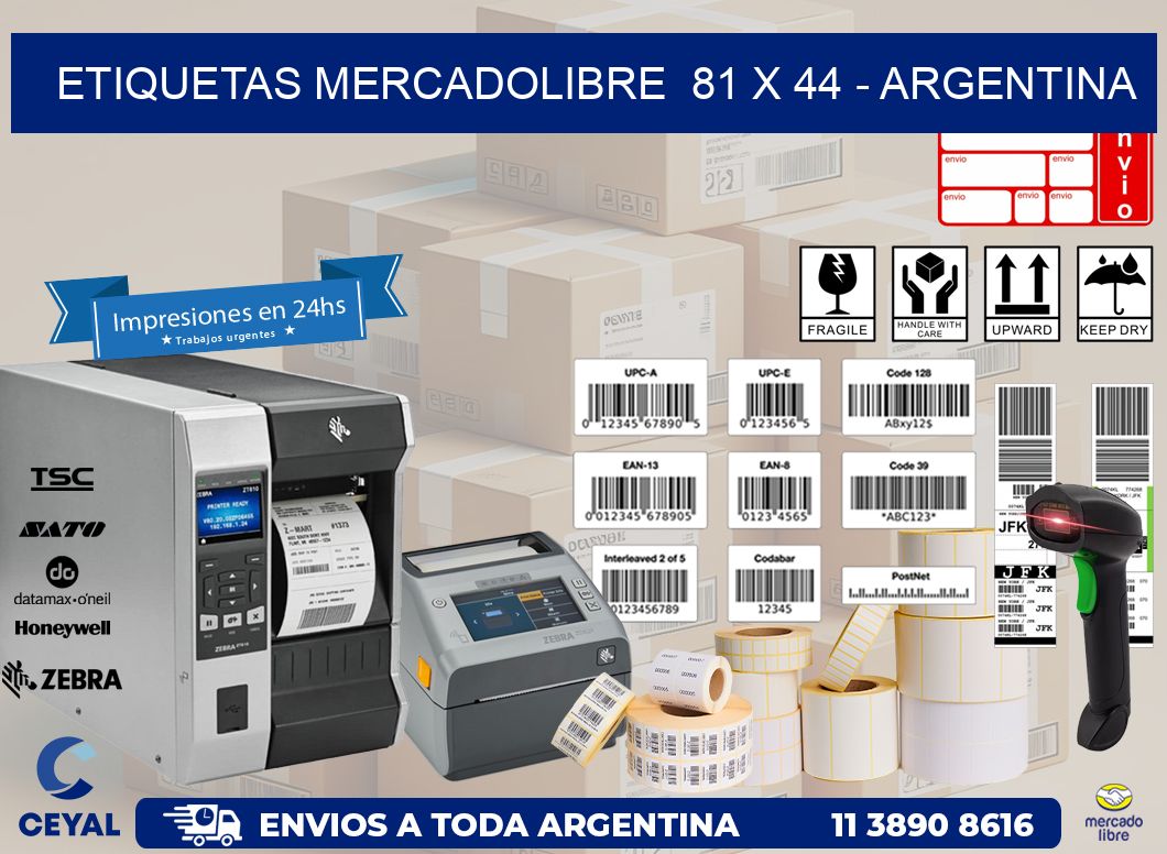 ETIQUETAS MERCADOLIBRE  81 x 44 – ARGENTINA