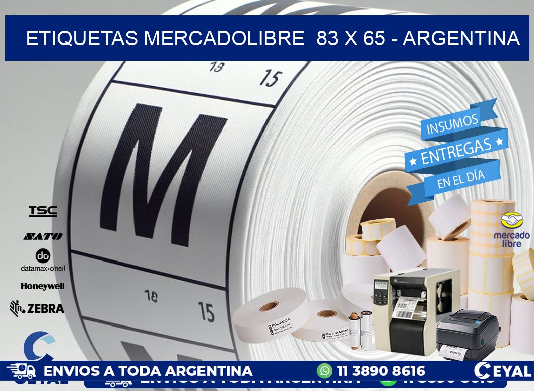 ETIQUETAS MERCADOLIBRE  83 x 65 - ARGENTINA