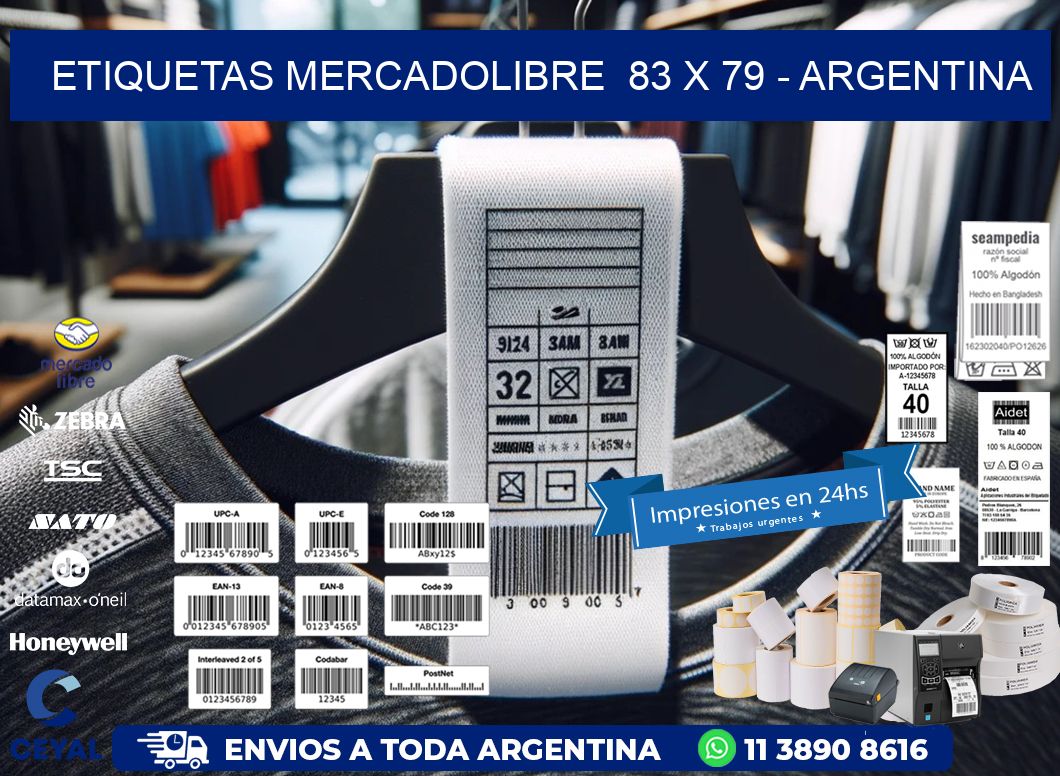 ETIQUETAS MERCADOLIBRE  83 x 79 - ARGENTINA