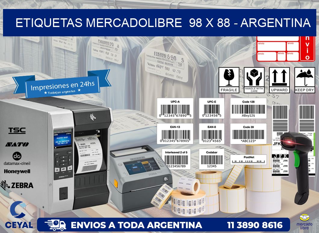 ETIQUETAS MERCADOLIBRE  98 x 88 - ARGENTINA