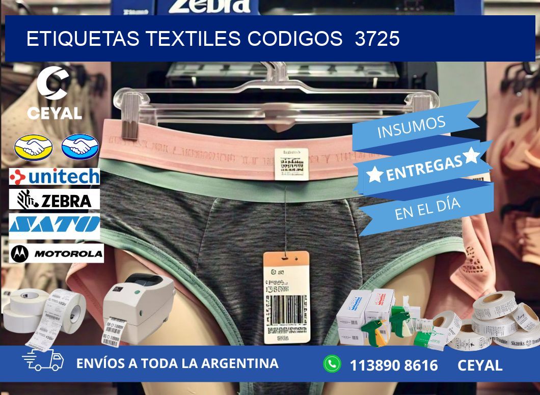 ETIQUETAS TEXTILES CODIGOS  3725