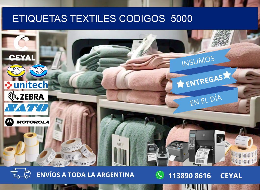 ETIQUETAS TEXTILES CODIGOS  5000