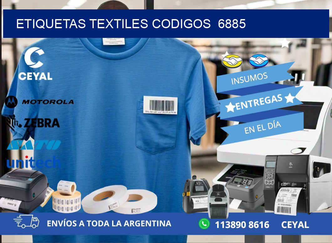 ETIQUETAS TEXTILES CODIGOS  6885